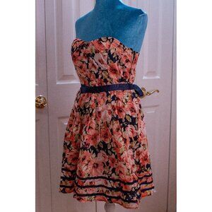 City Triangles Pink and Navy Homecoming Semiformal Floral Dress